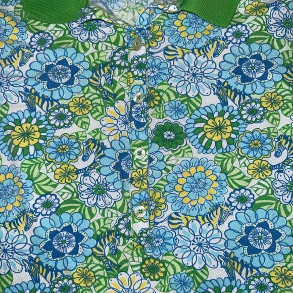 Lilly Pulitzer Green Duval Notch Neck Linen Polo - Picture 2 of 4